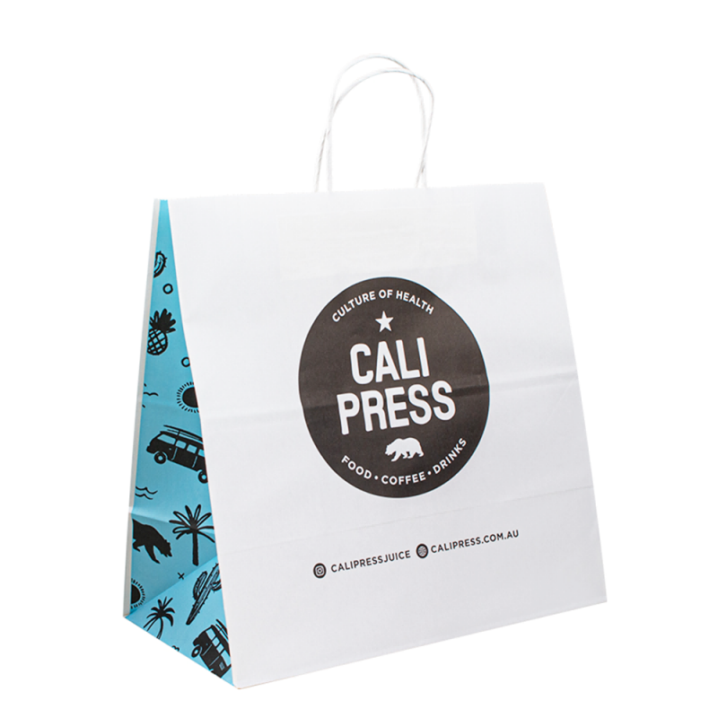 Bílý černý papírový sáček s logem, recyklované papírové tašky hnědé krafty s držadlem,nákupní taškana vlastní kup