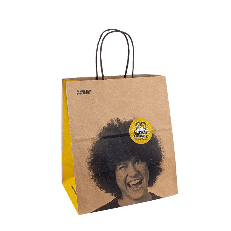 Kraft Paper Shopping Bag Food Balení Vlastní papírové sáčky s logem papírový sáček s držadlem