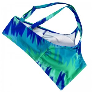 Tyrkysový tiskem dvoudílný s širokými popruhy