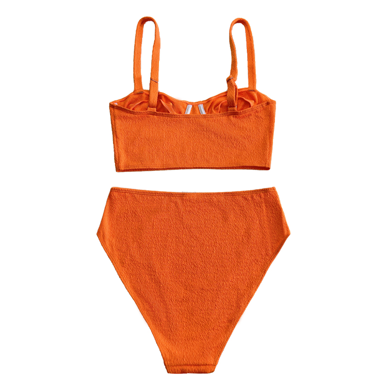 Oranžová rozcuchaná látka široká lemová poprsí linie Split Swimsuit