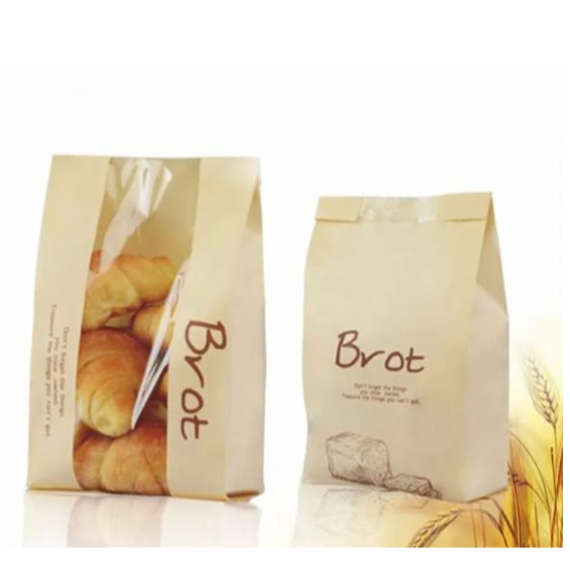 Recyklovatelné ploché papírové sáčkyna chléb kompostovatelné řemeslné tašky s oknem