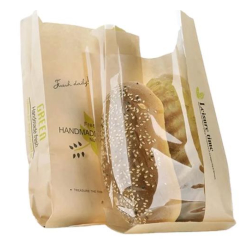 Recyklovatelné ploché papírové sáčkyna chléb kompostovatelné řemeslné tašky s oknem
