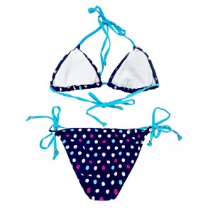 Navy Blue Multicolor Polka Dot Halter popruh dvoudílný