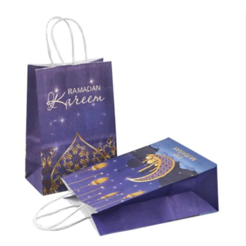 Velkoobchod eid mubarak party dárek kraft papírový taška islámský muslimský festival večírek dekorace ramadan dobroty tašky