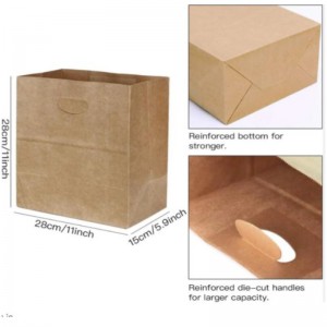 Horké dárky s potravinami Restaurace pekárna Recyklovatelná úmrtí rukojeť hnědá Čína Velkoobchodní tištěné papírové tašky vlastní logo