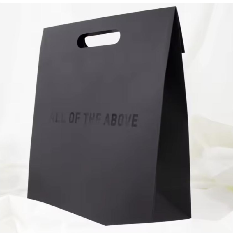 Luxusní vytištěná rukojeť černá oděvnakupování balení papírového taškana šperky Kosmetické zabalovací logo Design Paper dárkové tašky