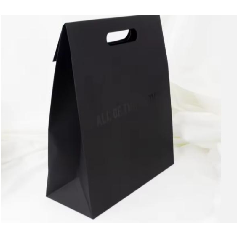 Luxusní vytištěná rukojeť černá oděvnakupování balení papírového taškana šperky Kosmetické zabalovací logo Design Paper dárkové tašky