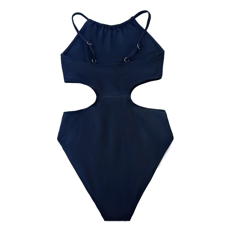 Plná barva dutého pasu Sexy štíhlý volán pohodlné jednodílné plavky