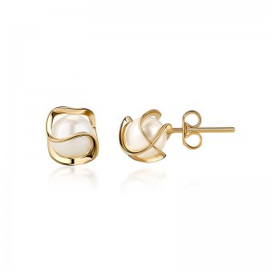 Perlovénáušnice Hongde pozlacené 18K zlatem, 4MM