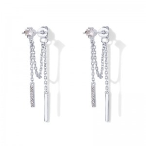 Hongde 18K pozlacené stříbro 925Sterling Visící řetízkové špunty Kuličkové zirkony Náušnice snavlékačem do uší