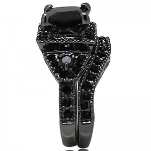 Hongde Black Onyx Princess Cut Anniversary Svatební prsten Diamond pro ženy pro muže