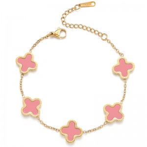 Hongde 18K zlato-Pokovení muži\\\'s and Women\\\'s Four Leaf Clover Luckynáramek