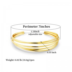 Hongde Classic simple multi-vrstva stříbra-pozlacený otevřenýnáramek