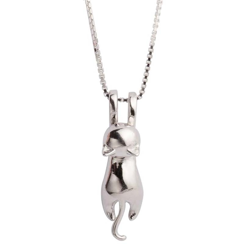 Stříbrnýnáhrdelník Cat Charm Náhrdelník S.Leaf Sterling Silver Kočka pro ženy Kočičí šperky pro ženy Kočičí doplňky pro ženy Dárky s tématikou kočičí maminky milenky dámy Roztomilé stříbrné šperky s koťátkem Dárky knarozeninám pro ženy