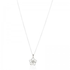 Jemný květinovýnáhrdelník s originálnímnebo vytvořeným drahokamem s květinovým přívěskem s řetízkem ze sterlingového stříbra, 18