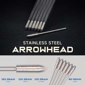 159928 80/100/120 Vložení bodů znerezové oceli pro ID3,2 mm uhlíkové šipky