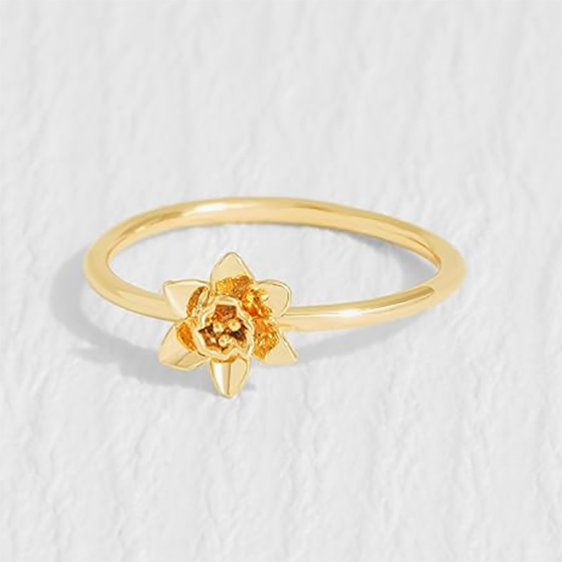 Vynikající 18k zlato-Pokolovaný 925 Sterling Silver Floral Ring s jemným kvetoucím květinovým designem - elegantní a lehká příroda-Inspirované šperky pro ženy