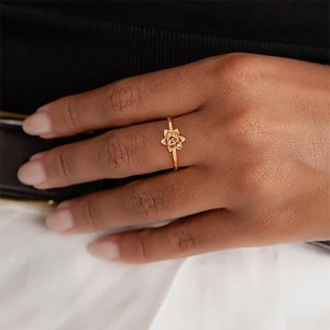 Vynikající 18k zlato-Pokolovaný 925 Sterling Silver Floral Ring s jemným kvetoucím květinovým designem - elegantní a lehká příroda-Inspirované šperky pro ženy