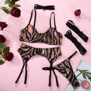 Nový styl Sheer Mesh Bra. Sexy tři-kus sada spodního prádla se zebra vzory pro svůdný dotek My98806 Cena:$119,99