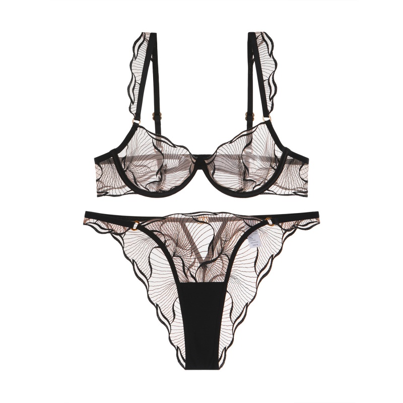 Nový - styl francouzské spodní prádlo. Sexy, Ultra - Tenký,nevinný - Při pohledu s výšivkou a krajkou. Podprsenky pro velká prsa, která dávají minimalizační účinek, plus - Velikost spodního prádla sady W7228Price:$129,99