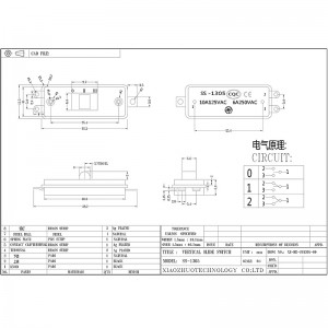 Spínač posuvného posuvu SS1305, vysoušeč vlasů, elektrická přikrývka, elektrický spínač automobilu, přepínač vysokých proudů