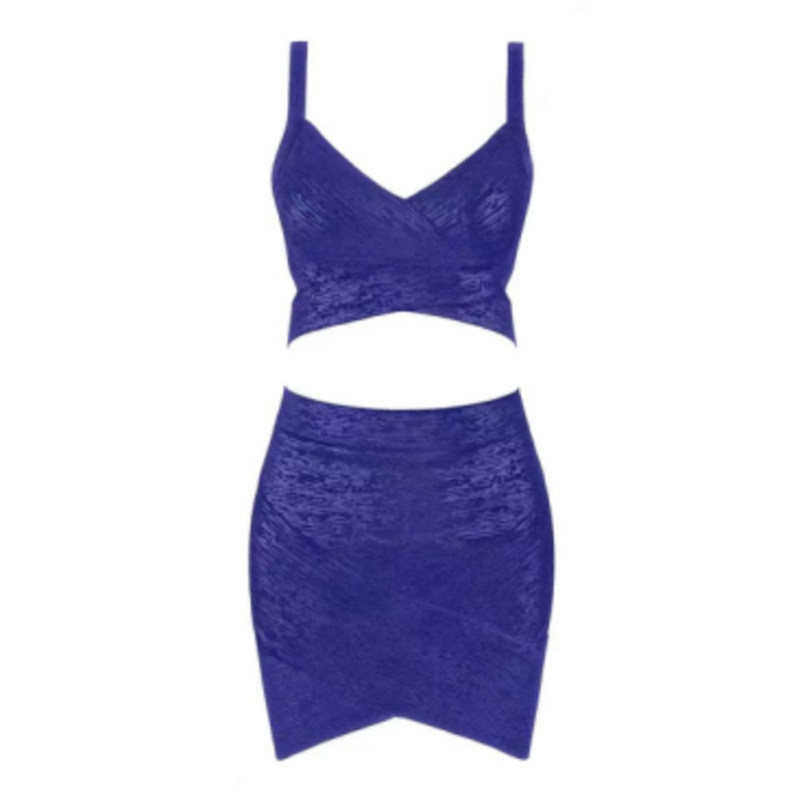 Letní zlaté tištěné pletené kamizole, sada sukně kyčle