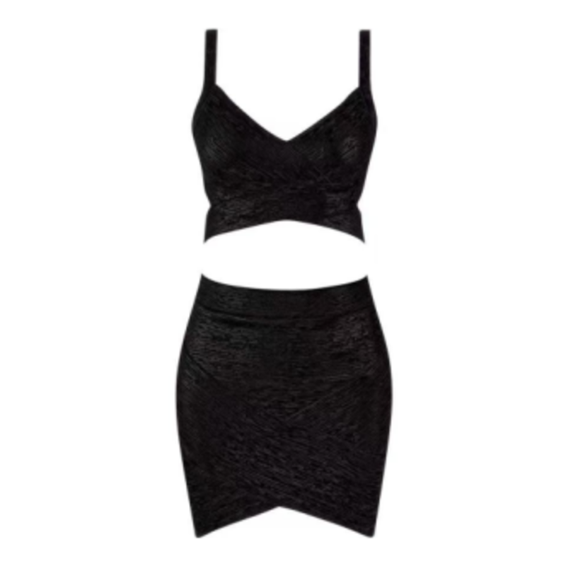 Letní zlaté tištěné pletené kamizole, sada sukně kyčle