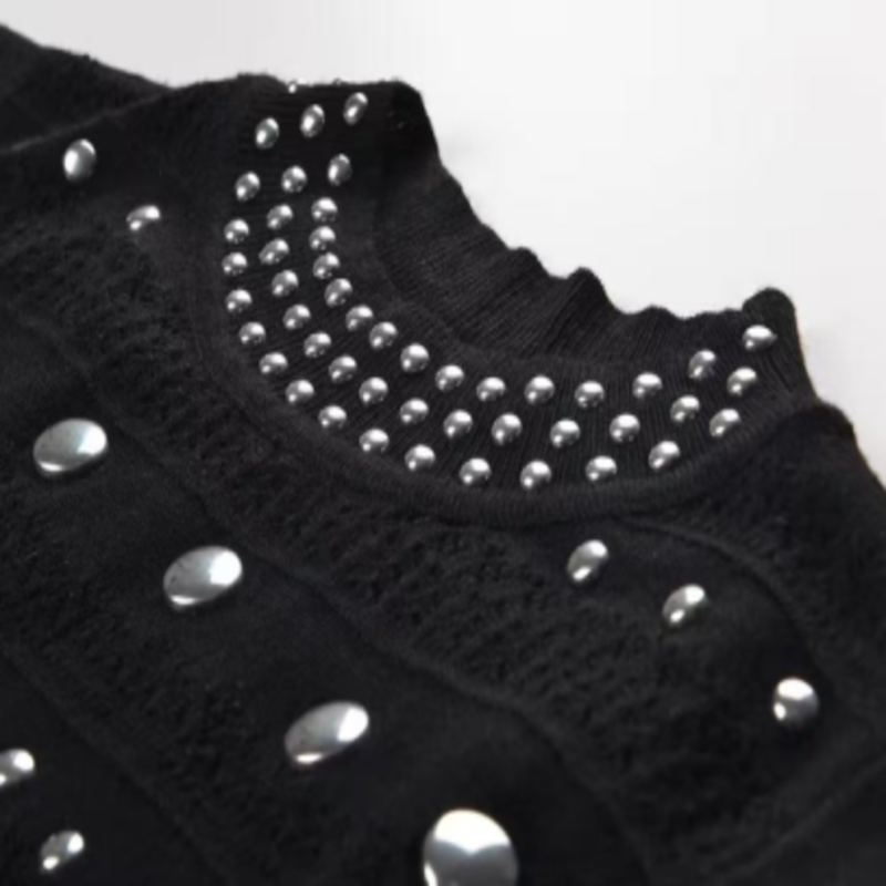 Letní límec pro límce bez rukávů, kovové pletené šaty