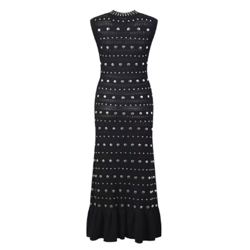 Letní límec pro límce bez rukávů, kovové pletené šaty