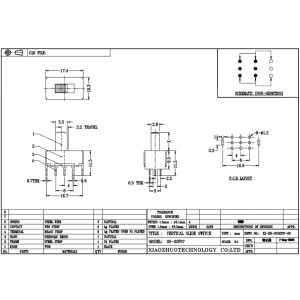 Slide Switch SS32F07 dva-Položení posuvného spínače, tři-cesta dál-mimo stranu-Pozice dva-Pozice Micro Mini Electronic Switch