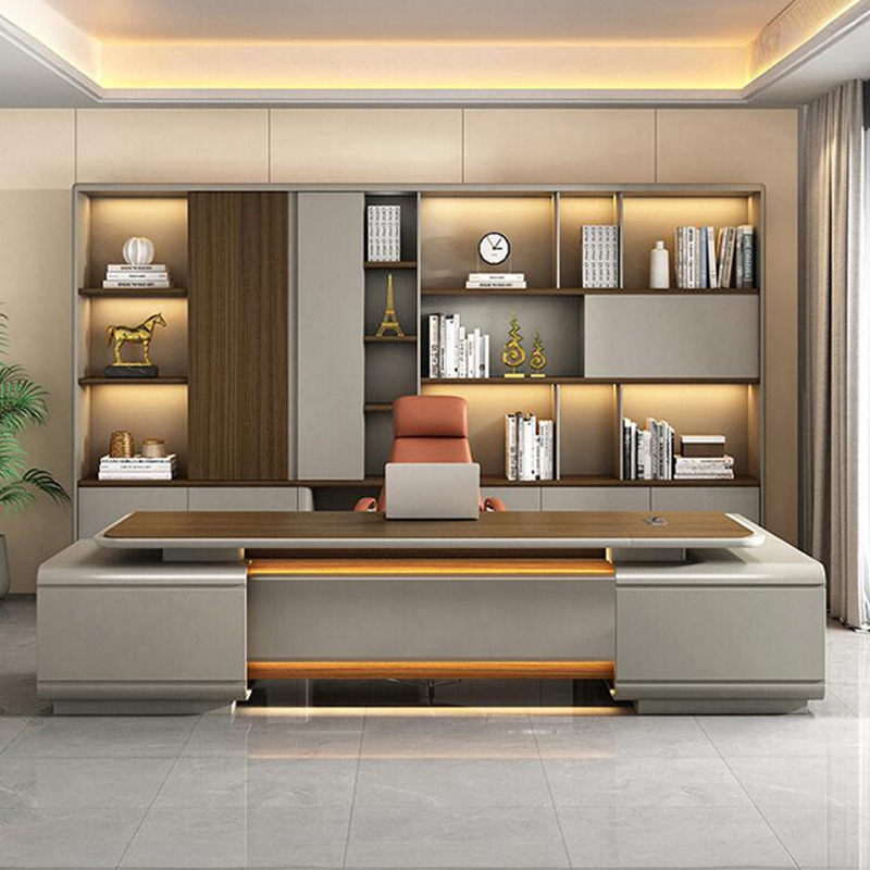 Model DBT008 Executive Desk, prezident/Kancelářský stůl předsedy, velký manažerský stůl Premium se sadou kancelářských židlí pro manažera\'s Office